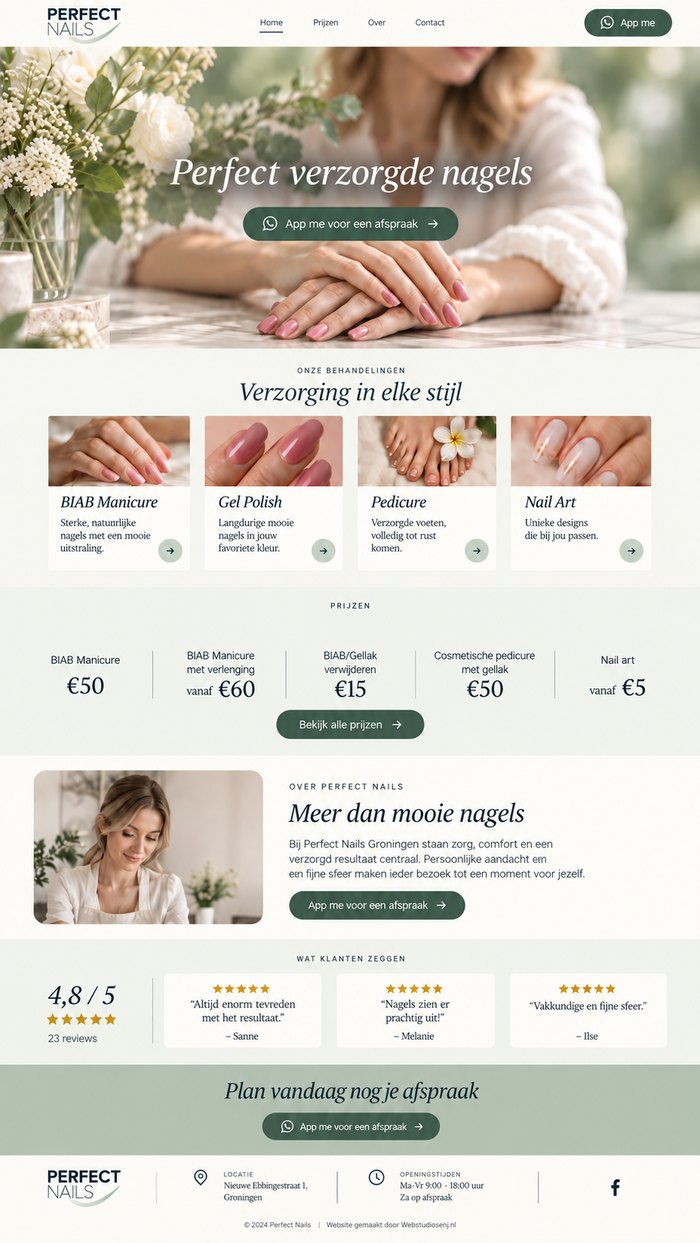 Homepage van Perfect Nails Groningen